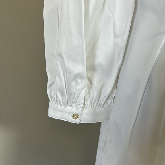 VERONICA BEARD Torres Dress White Round Neck Long Sleeve Stretch Poplin 10 NEW - Picture 10 of 16